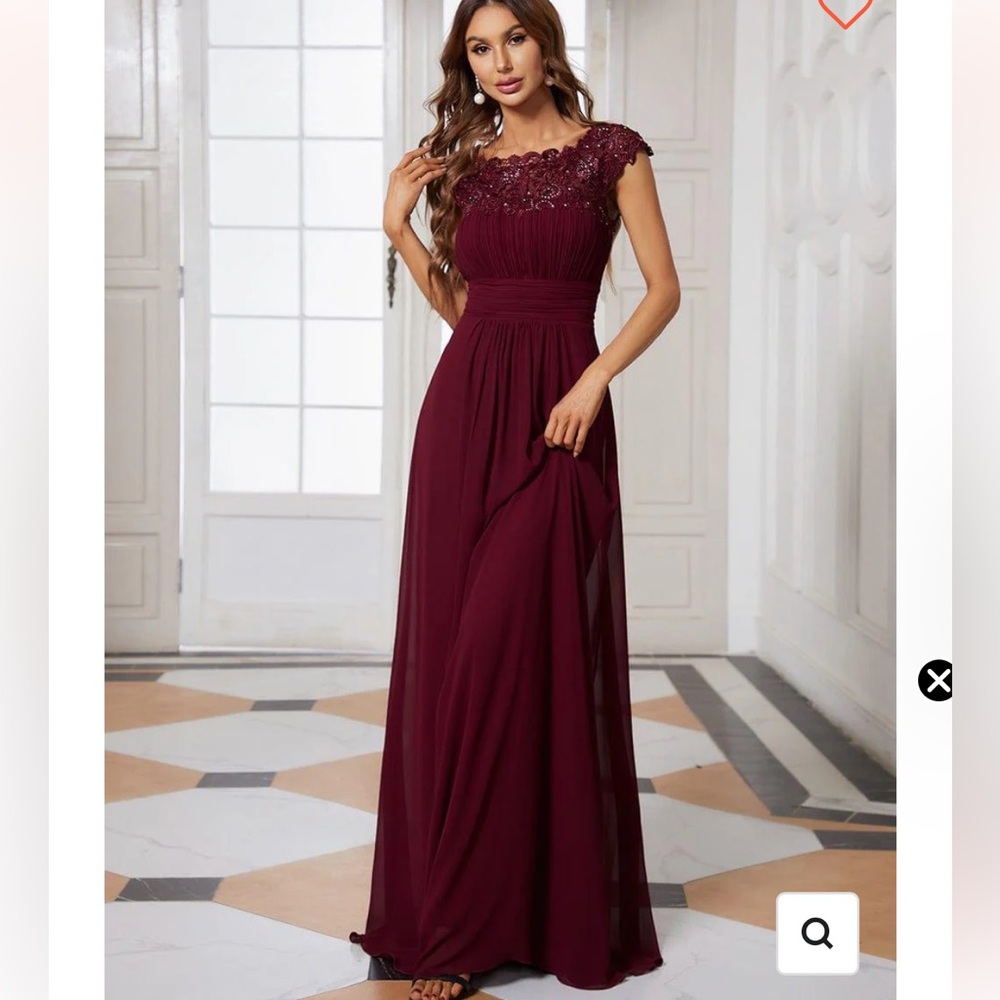 Ever Pretty Maxi Lace Cap Sleeve Long Formal Evening Dress Burgundy Size 4